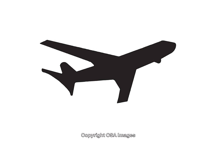 Silhouette of an Airplane in Simple Black and White Design