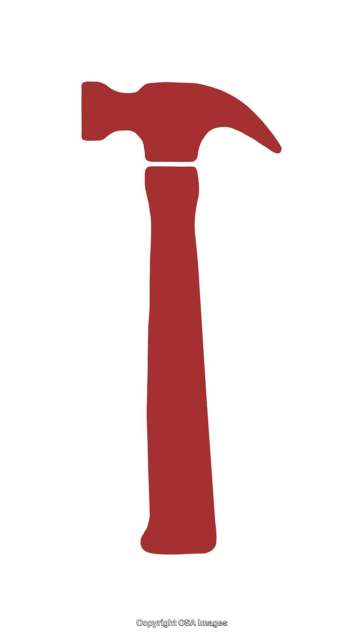 Red Silhouette of a Hammer Icon Isolated on White Background