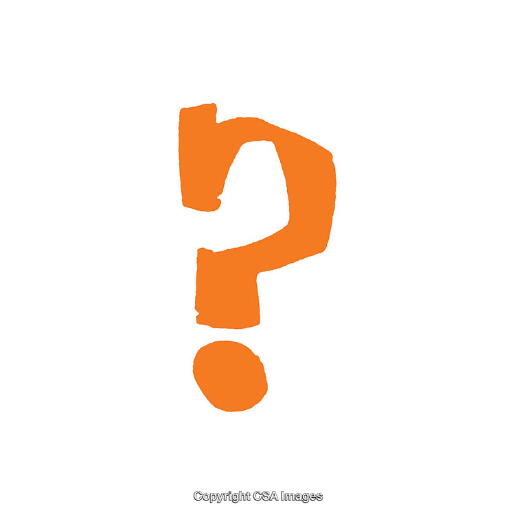 Orange Brushstroke Question Mark Isolated on a White Background