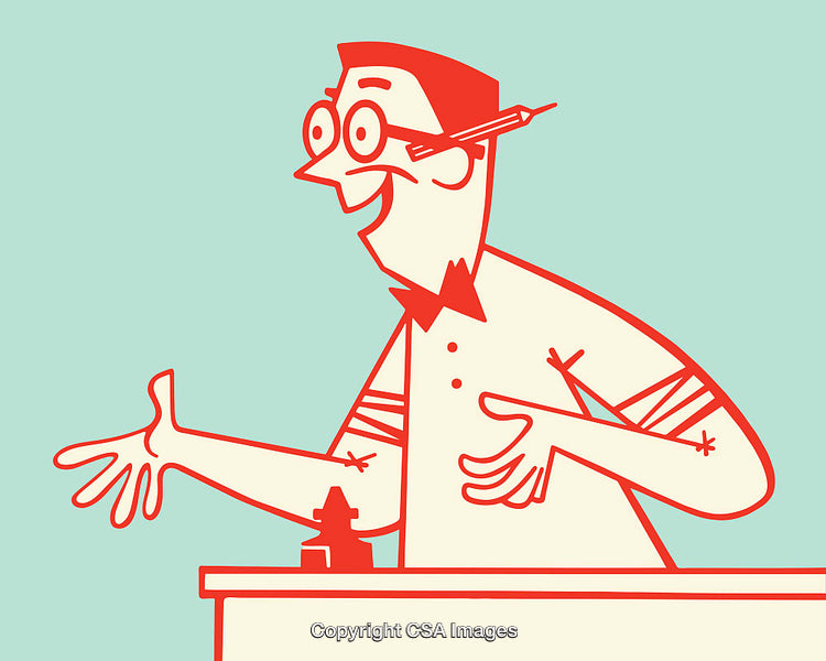 Colorful Line Art Illustration of a Cheerful Business Professional