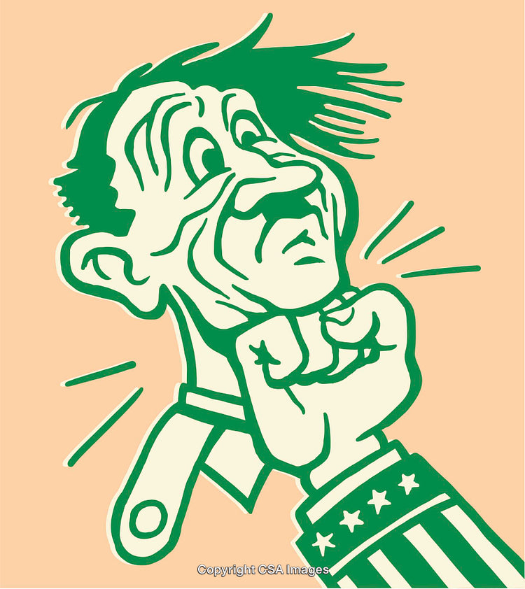Retro Pop Art Illustration of a Person Facing a Dynamic Scene
