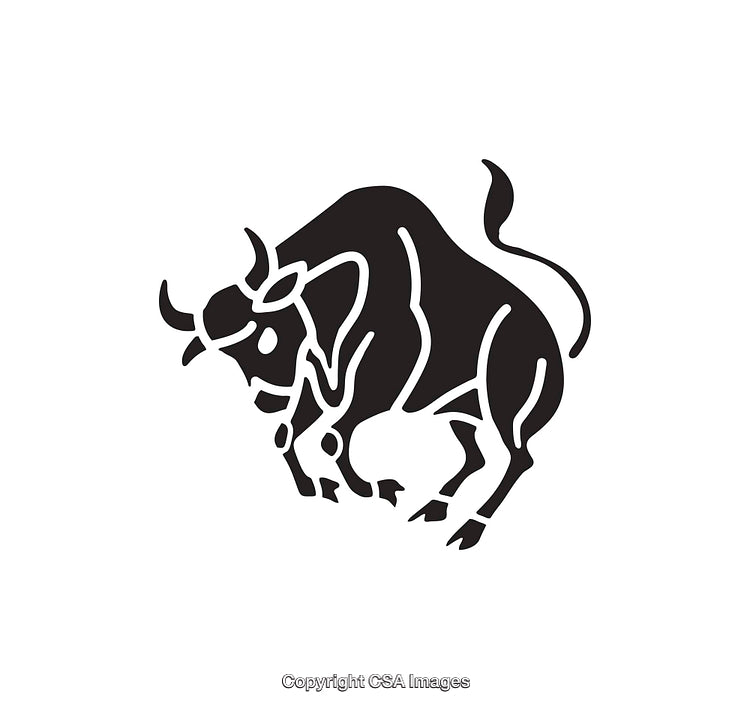 Black and White Bull Silhouette Symbolizing Strength and Determination