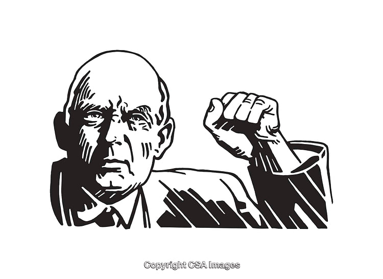 Black and White Line Art of Person in Determined Pose