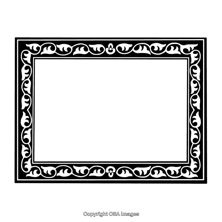 Elegant Black and White Border Design with Ornate Pattern