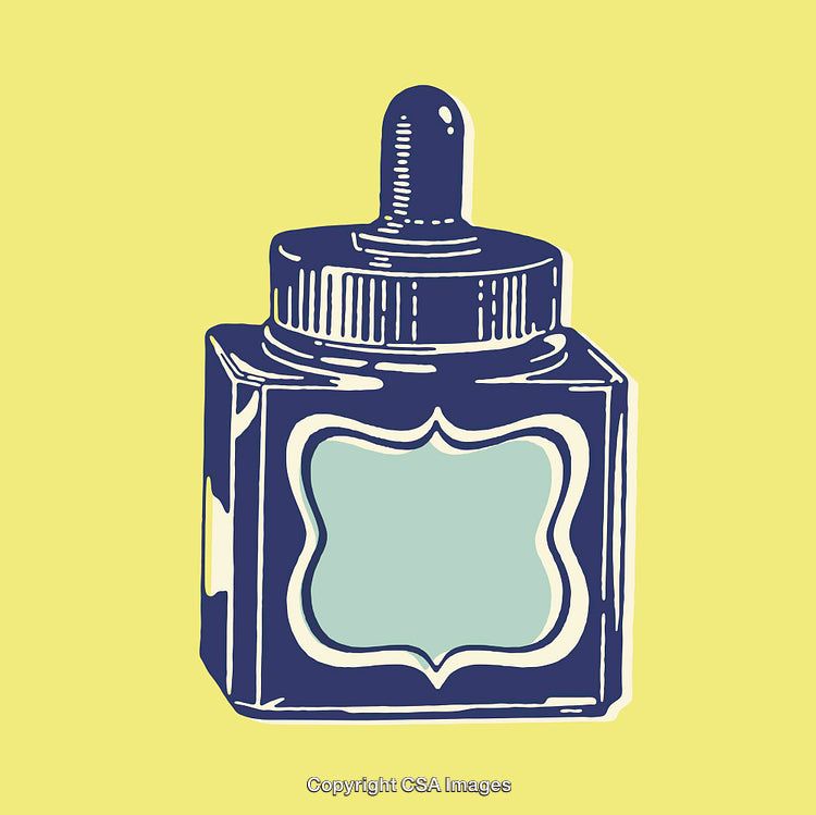 Stylized Illustration of a Dropper Bottle on a Vibrant Yellow Background