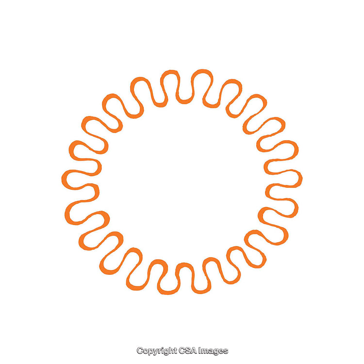 Abstract Orange Loop Pattern Forming a Circle on White Background