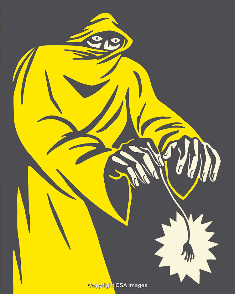 Hooded Figure in Yellow Cloak Holding a Star Ornament Illustration