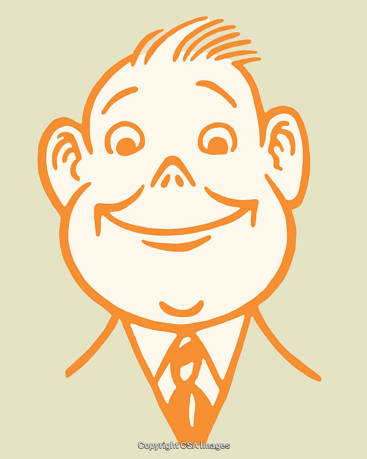 Playful Line Art of a Smiling Cartoon Character in Bright Colors
