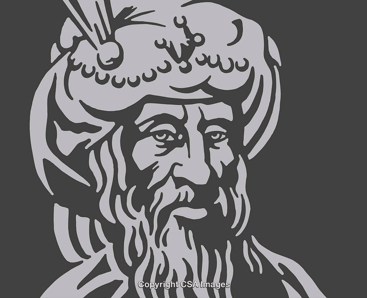 Stylized Line Art Illustration of a Bearded Historical Figure