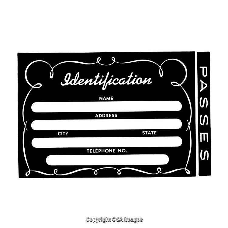 Black and White Identification Pass with Decorative Borders
