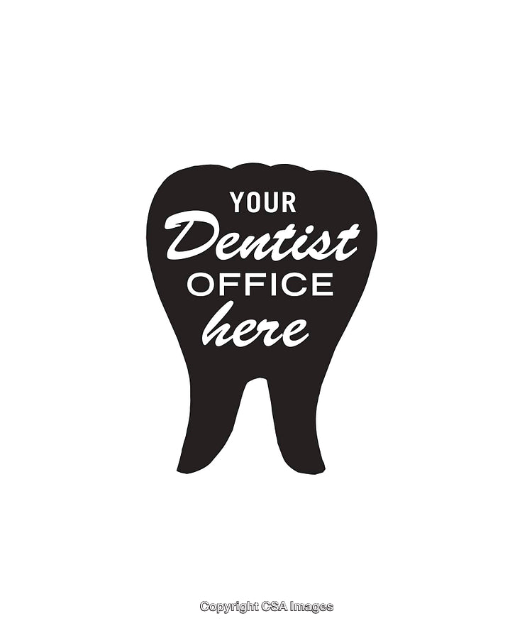 Black and White Tooth-Shaped Illustration for Dental Office Signage