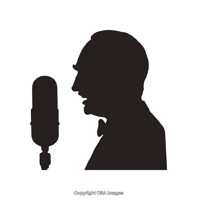 Silhouette of a Vintage Singer Performing With Microphone