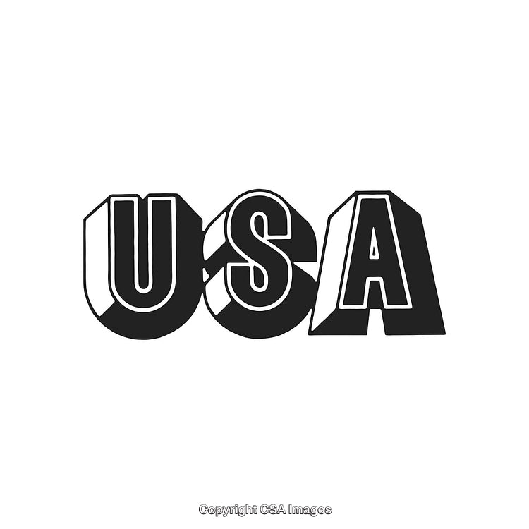 Bold USA Text in 3D Style with Black and White Contrast