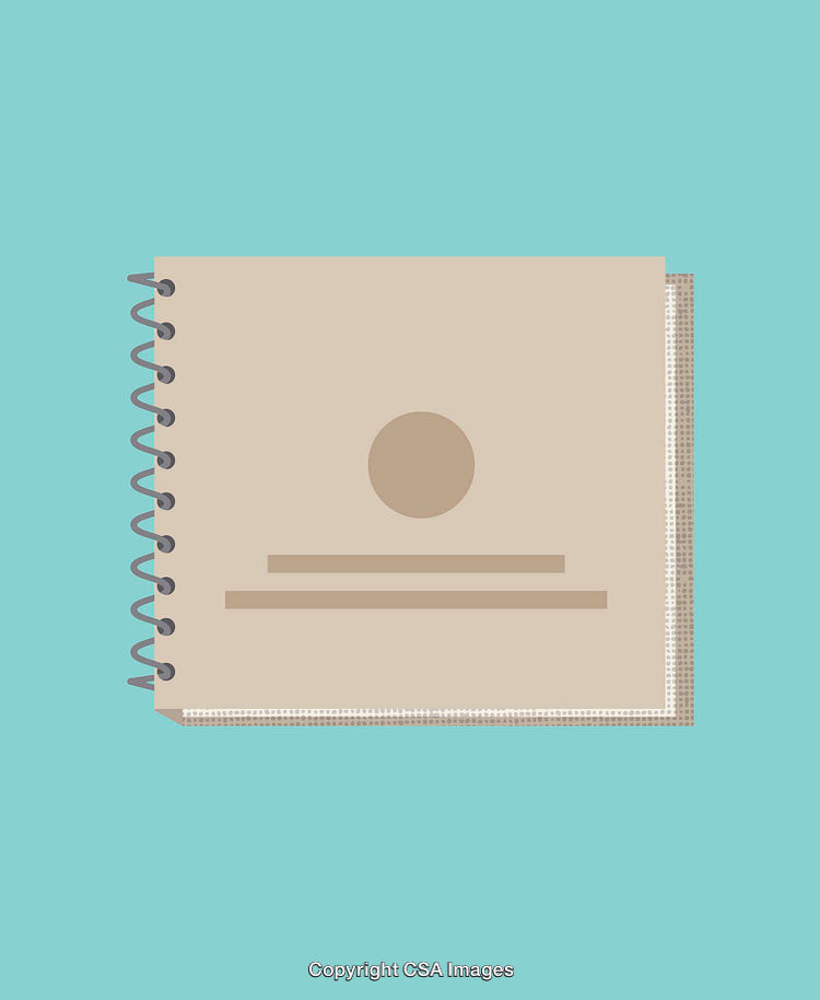 Minimalist Notebook Illustration With Spiral Binding on Blue Background