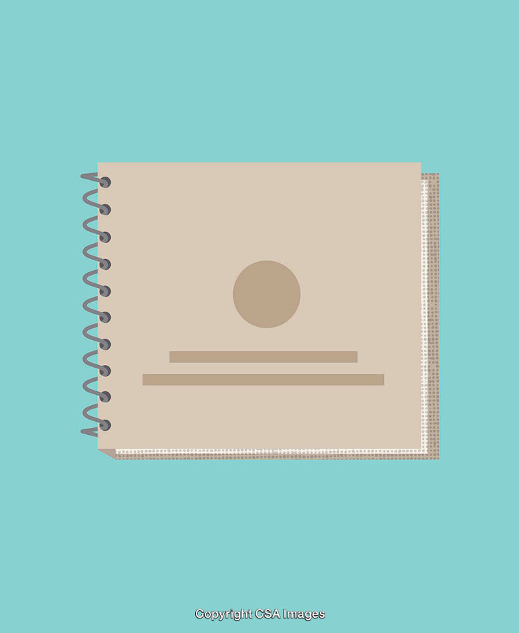 Minimalist Notebook Illustration With Spiral Binding on Blue Background