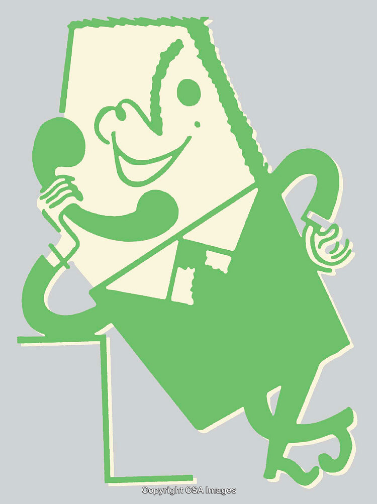 Retro Style Cartoon of Businessman Talking on a Telephone