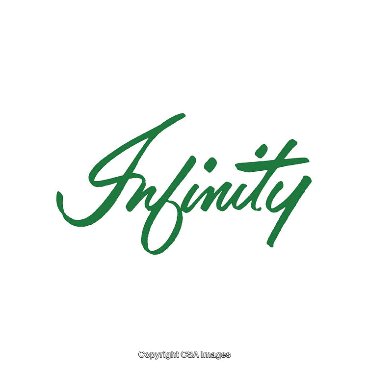 Green Handwritten Script Text Depicting Infinity Concept Against White Background