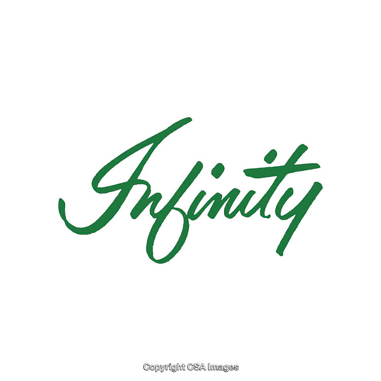 Green Handwritten Script Text Depicting Infinity Concept Against White Background