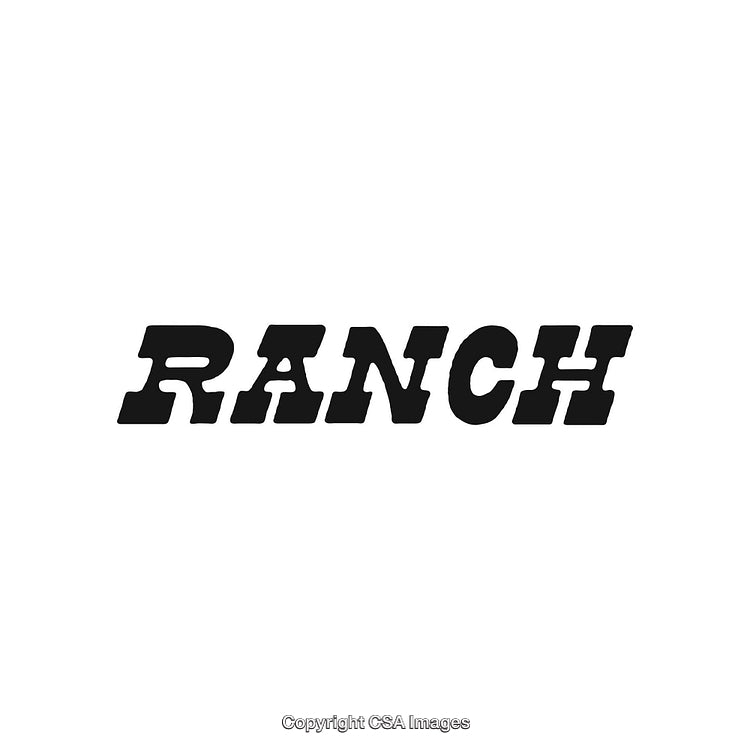 Black Bold Text Display of the Word Ranch on White Background
