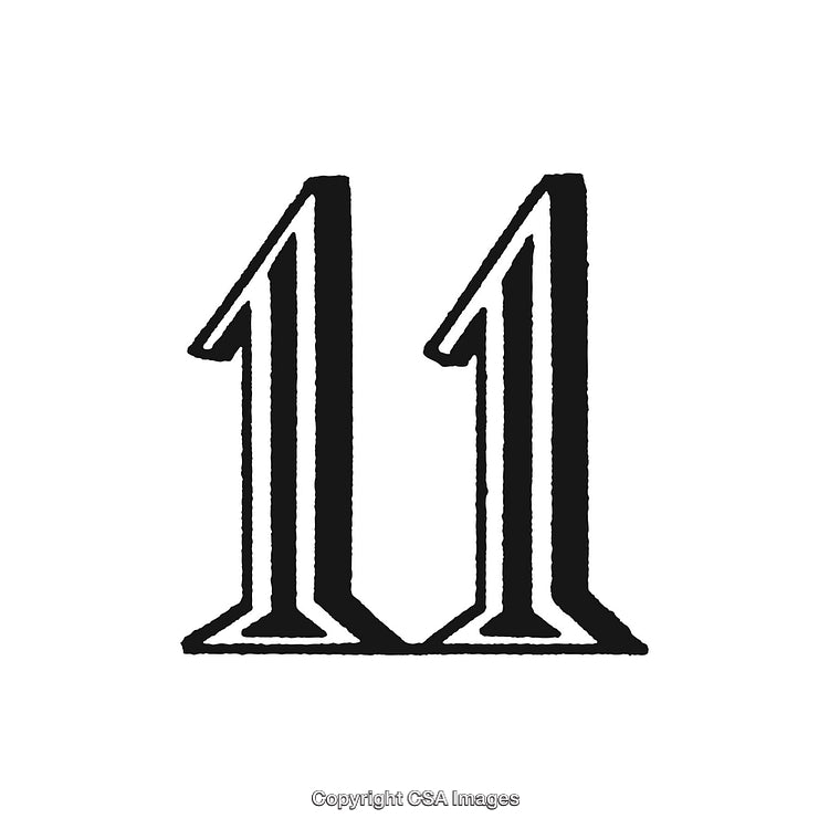 Elegant Black and White Stylized Number Eleven Illustration in Minimalist Style