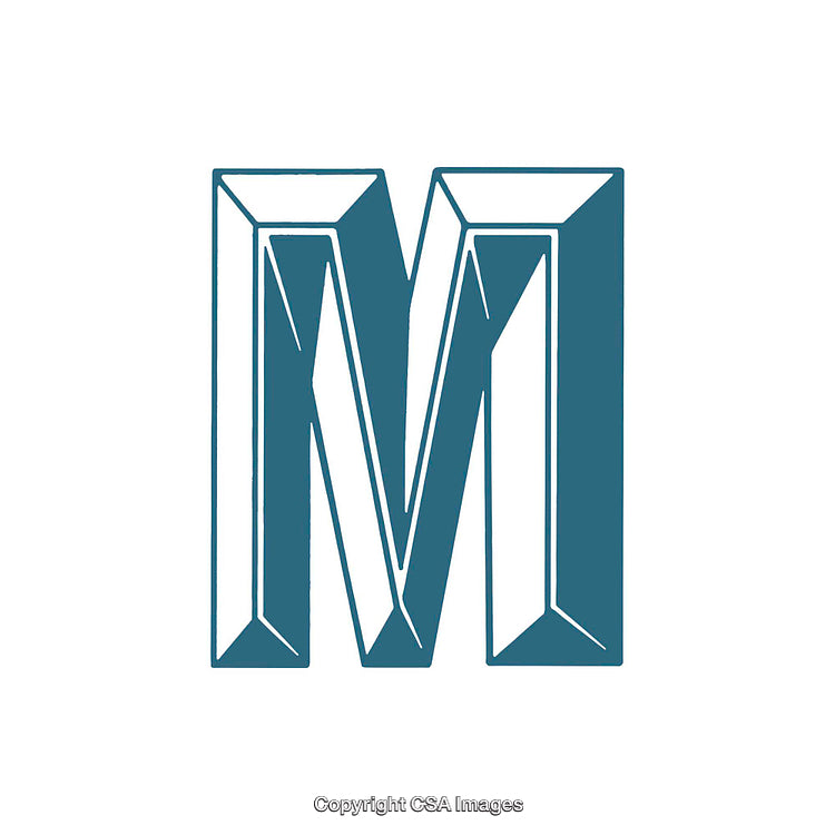 Stylized Blue Geometric Letter M Design With Three-Dimensional Effect