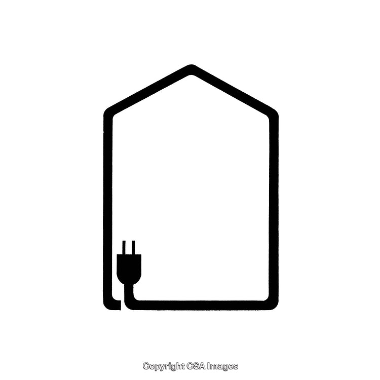 Minimalist Outline of a House with a Plug Symbol