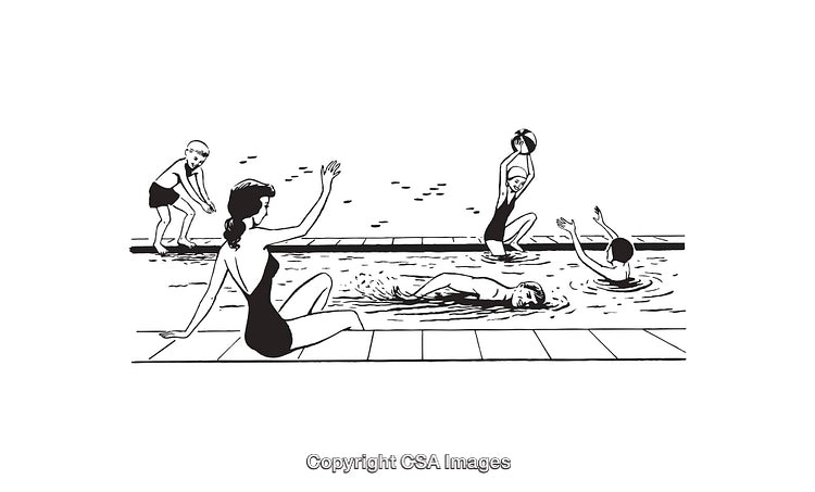 Children and Adults Enjoying Activities at the Swimming Pool