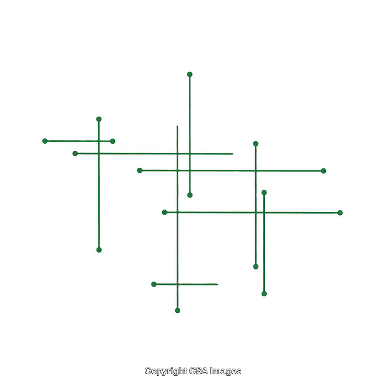 Abstract Green Line Design with Dotted Elements on White Background