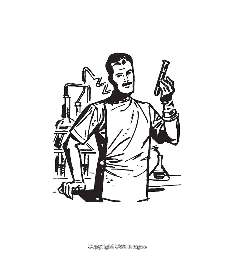 Scientist Holding a Beaker in a Laboratory Setting Illustration