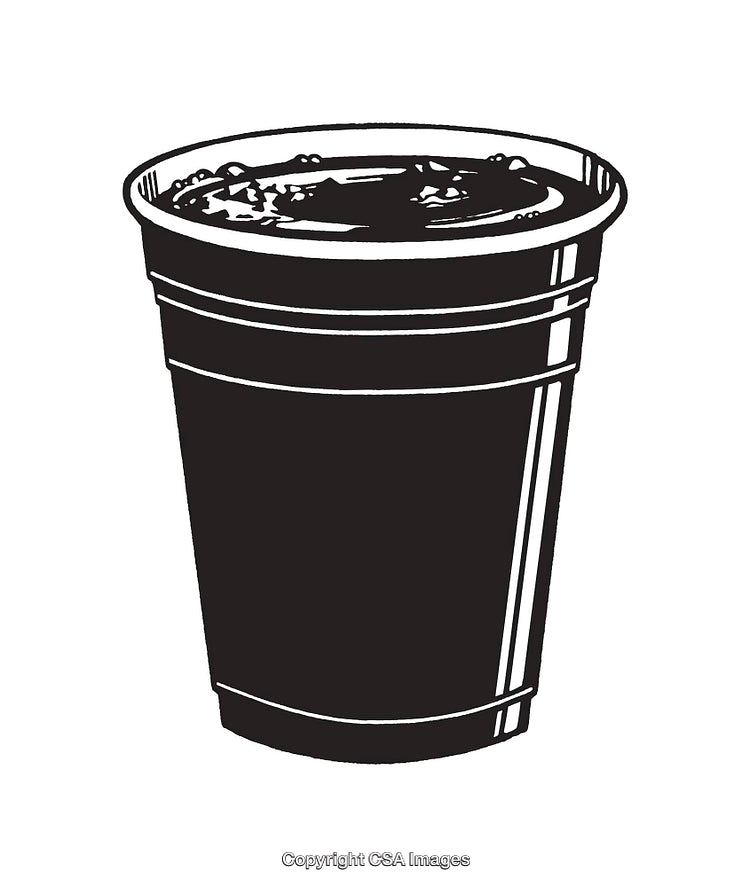 Black and White Line Art Illustration of a Beverage Cup