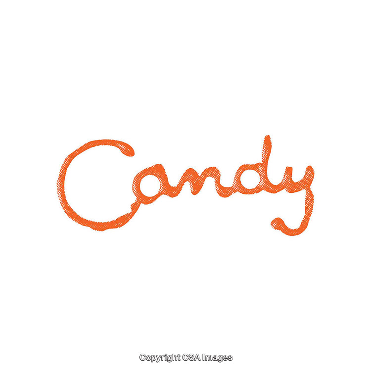 Bright Orange Candy Word Art Over a White Background