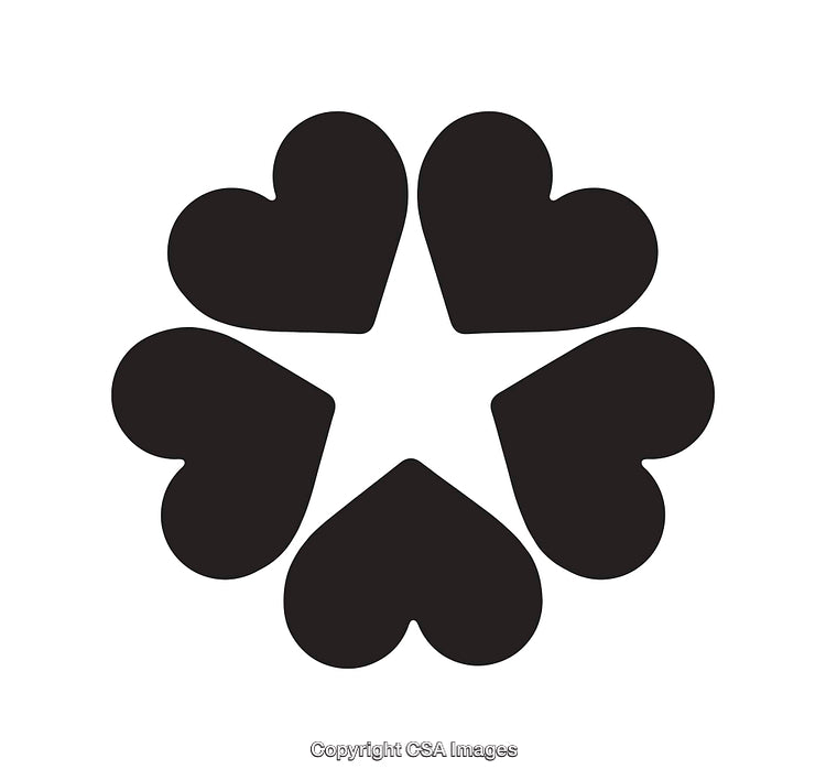 Heart Shape Icon Pattern with Central Star Symbol Design