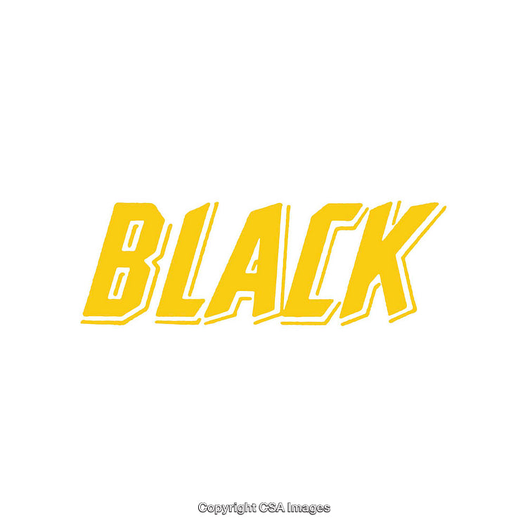 Bold Yellow Text Design Reading 'Black' on White Background