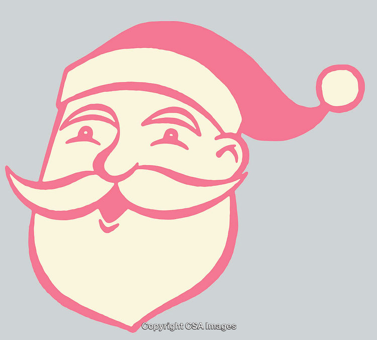 Minimalist Line Art Illustration of Santa Claus with Festive Hat
