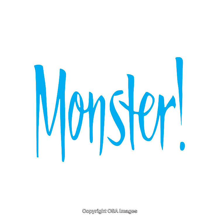Bold Blue Text Spelling 'Monster!' on a White Background