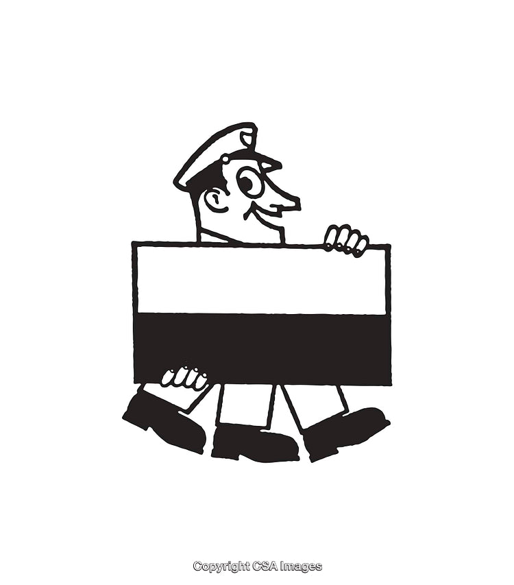 Charming Black and White Line Art of a Humorous Cartoon Character