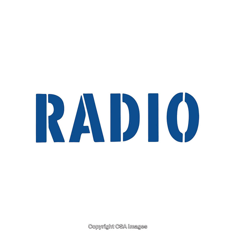 Blue Bold Text Logo Depicting the Word 'Radio' on White Background