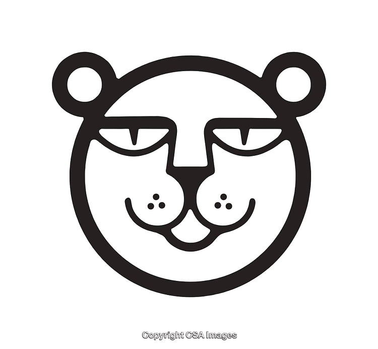 Minimalist Black and White Illustration of a Stylized Panther Face