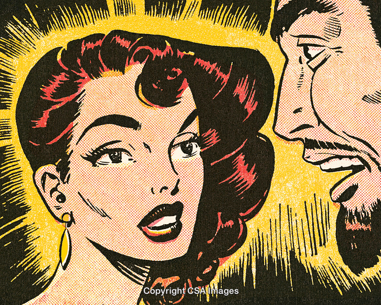 Vibrant Comic Illustration of Expressive Characters in Colorful Halftone Style