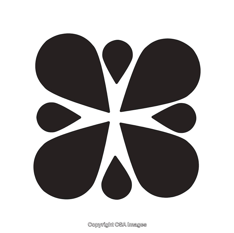 Black And White Minimalist Clover Shape Abstract Icon Design