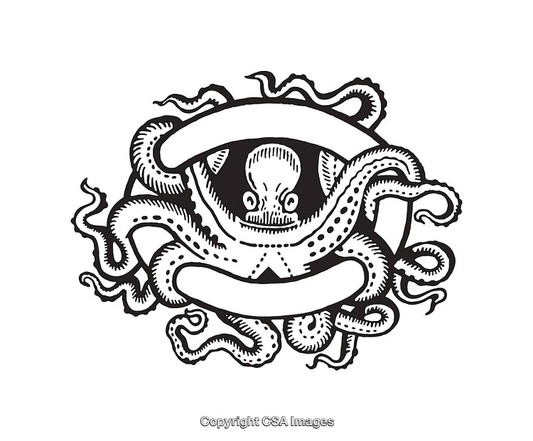 Detailed Black and White Illustration of an Octopus in Artistic Style