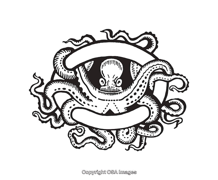 Detailed Black and White Illustration of an Octopus in Artistic Style