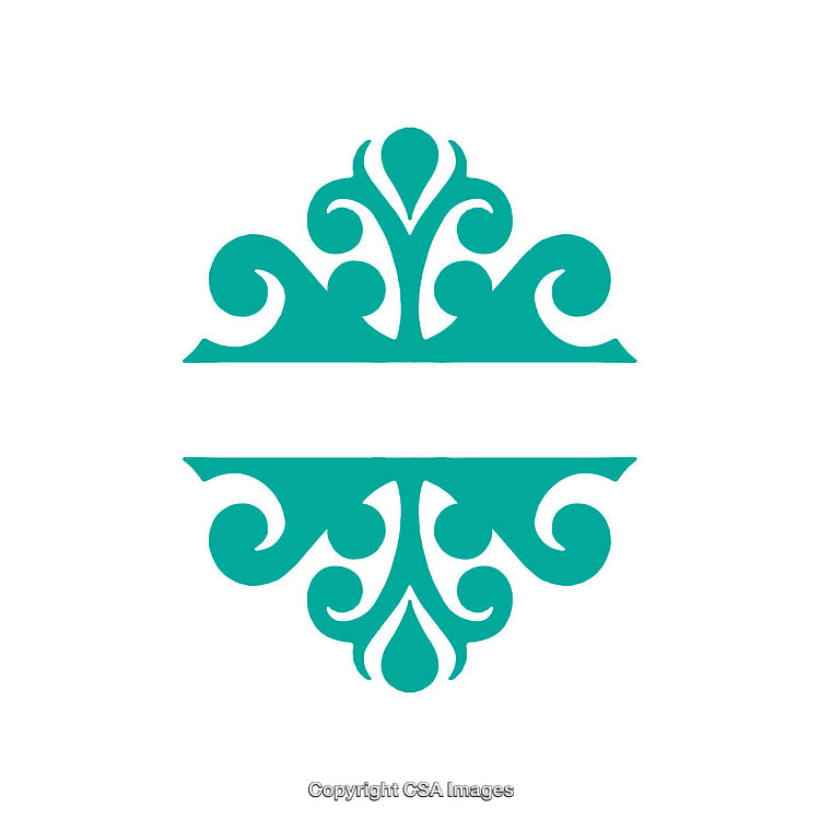 Elegant Aqua Green Minimalist Ornamental Design with Symmetrical Patterns on White Background