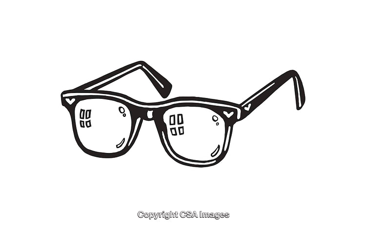 Black and White Line Art of Stylish Glasses Drawing