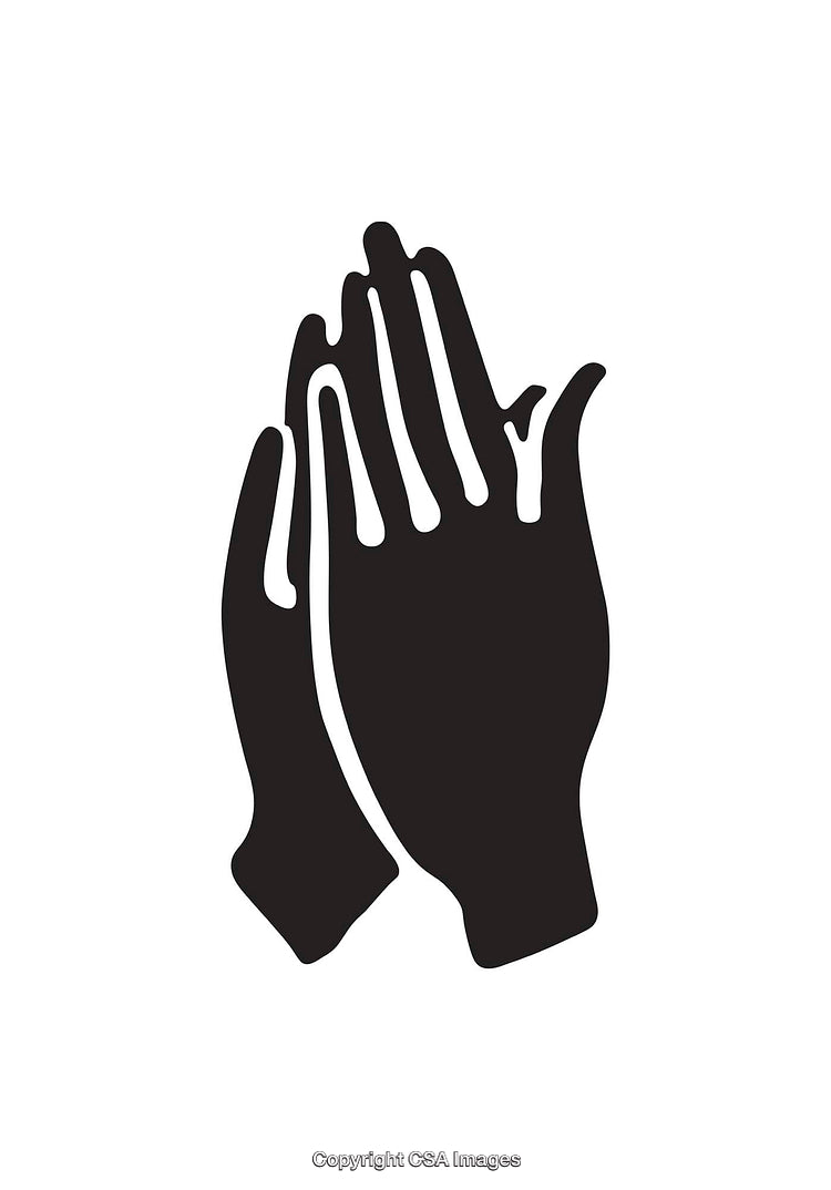 Black and White Icon of Praying Hands Symbol