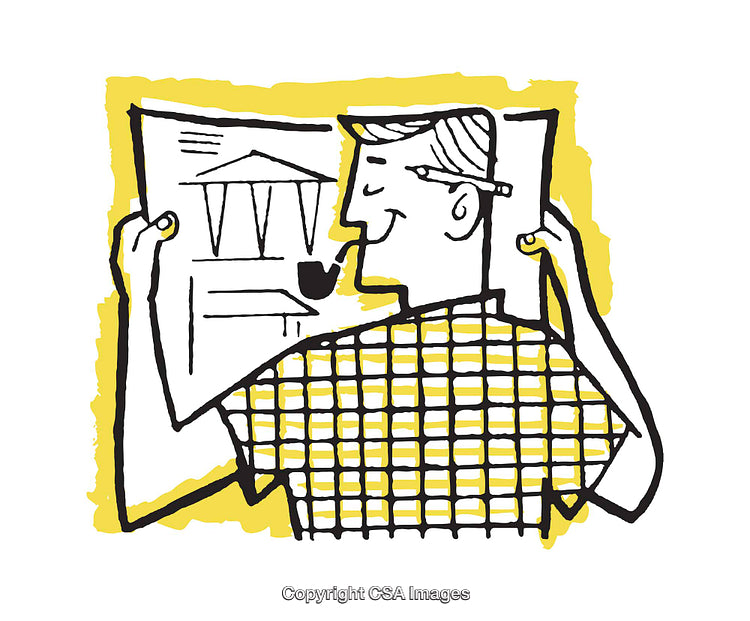 Illustrated Person Holding Blueprint with Artistic and Casual Style