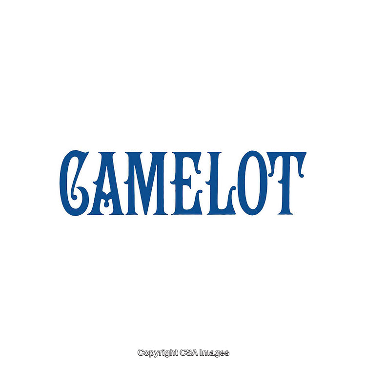 Elegant Typography Showcasing the Word Camelot in Bold Blue Typeface