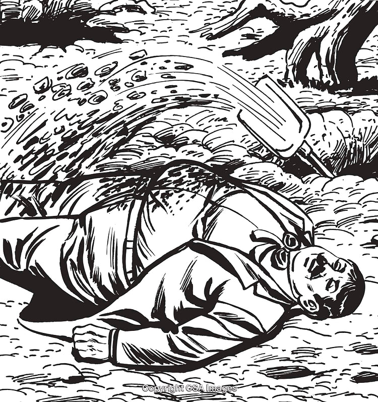 Dramatic Illustration of Crime Scene With Victim and Mystery Elements