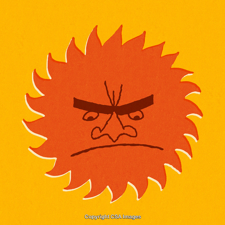 Angry Sun Illustration Expressing An Intense Mood With Vibrant Orange Tones