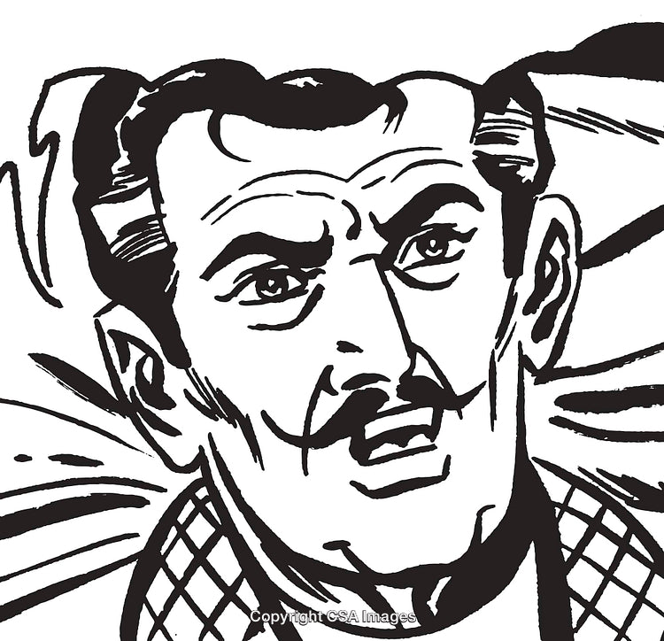 Vintage Comic-Style Illustration of a Man with Dramatic Expression